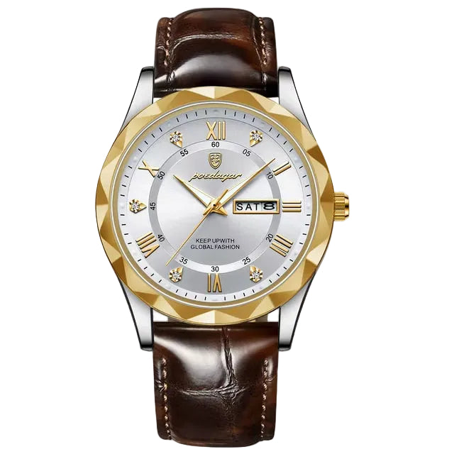 Reloj de lujo ejecutivo – tono cuero y blanco