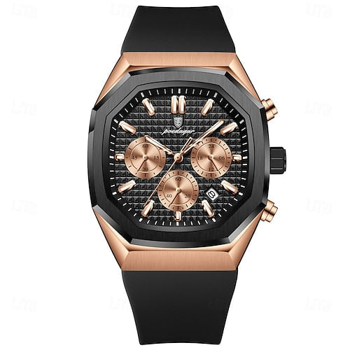 Reloj cronografo deportivo - tono negro y rose gold