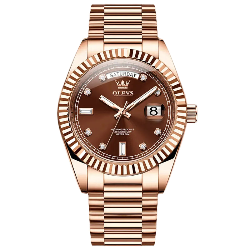 Reloj de lujo - Tono rosegold chocolate - daydate inspired