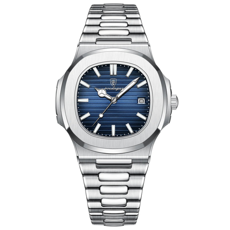 Reloj de lujo minimalista – Tono azul y acero - nautilus inspired