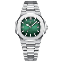 Reloj de lujo minimalista – Tono verde y acero - nautilus inspired