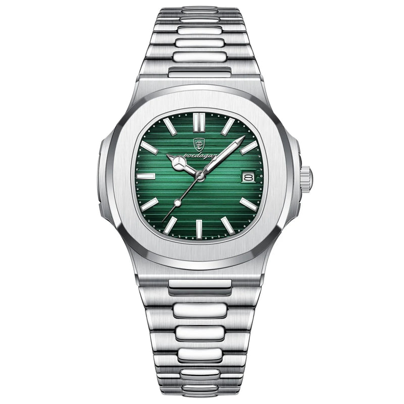 Reloj de lujo minimalista – Tono verde y acero - nautilus inspired