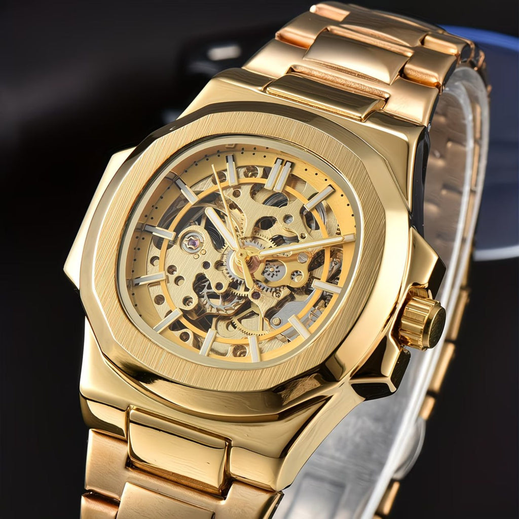 Reloj automático ESKELETON - Tono full gold - nautilus inspired