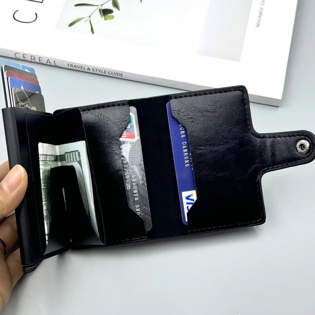 Tarjetero con broche y bloqueo RFID