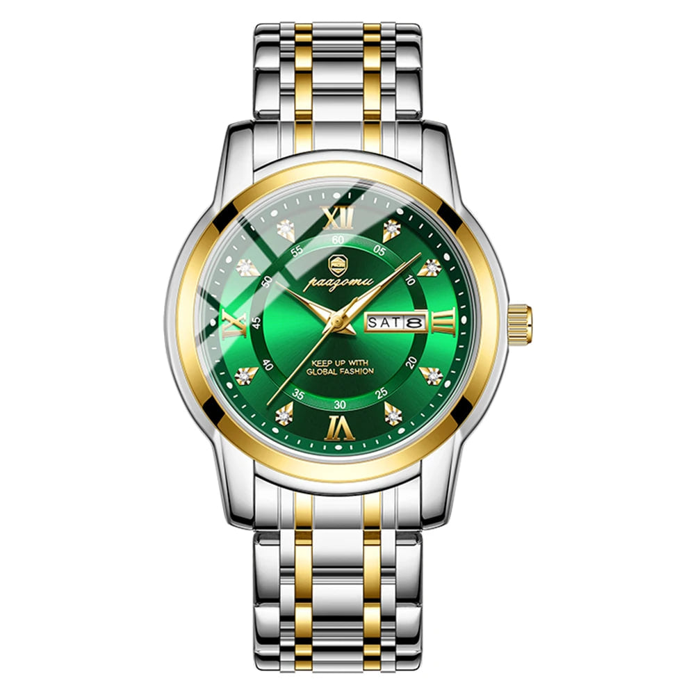 Reloj de lujo - tono verde y acero gold