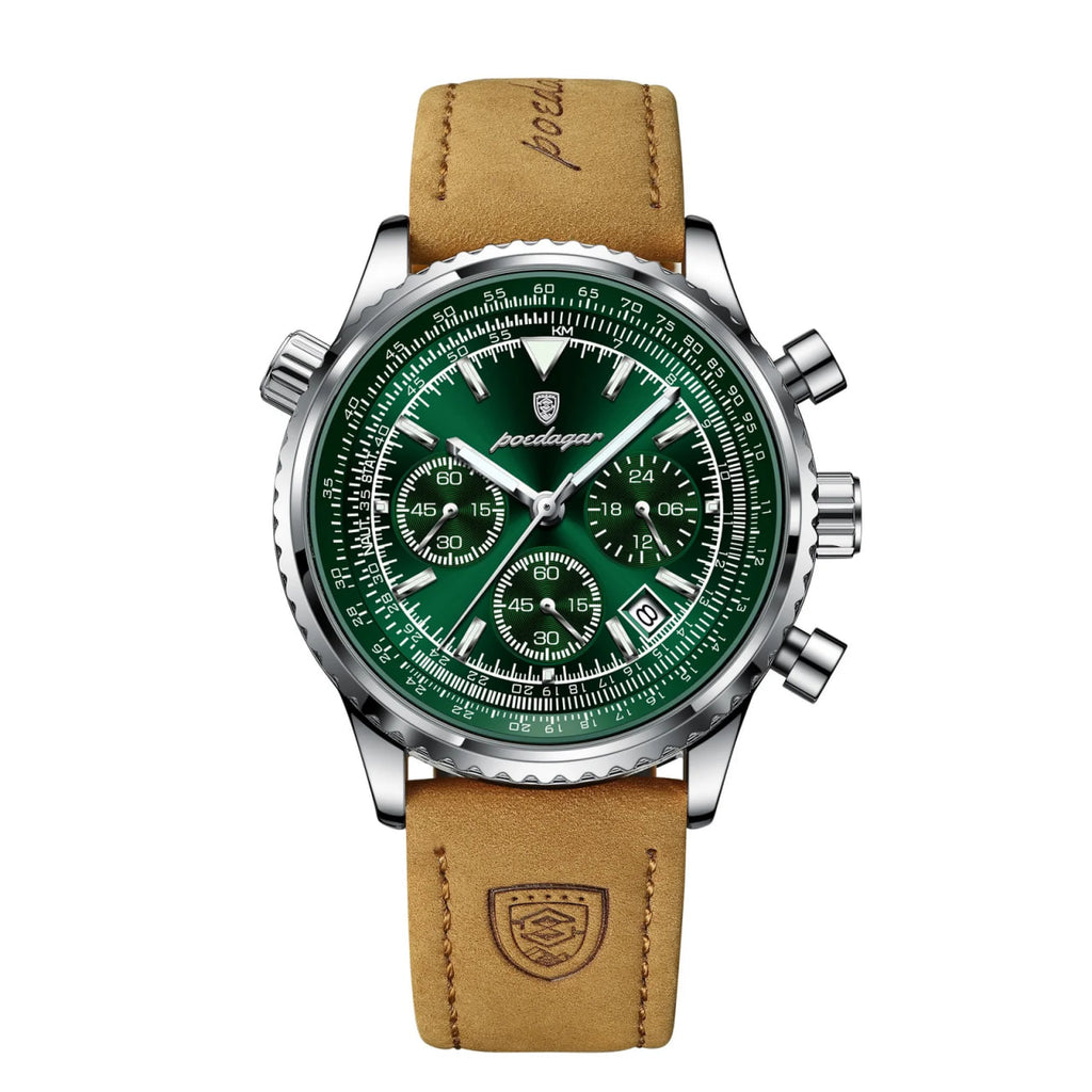 Reloj de lujo casual - Tono cafe y verde - Breitling Navitimer inspired