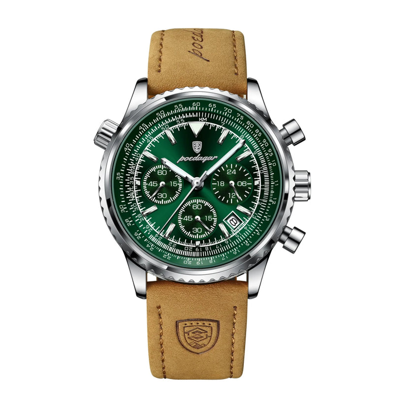 Reloj de lujo casual - Tono cafe y verde - Breitling Navitimer inspired