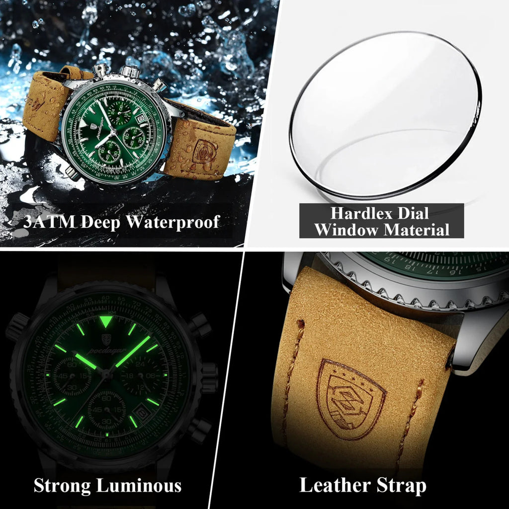 Reloj de lujo casual - Tono cafe y verde - Breitling Navitimer inspired