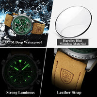 Reloj de lujo casual - Tono cafe y verde - Breitling Navitimer inspired