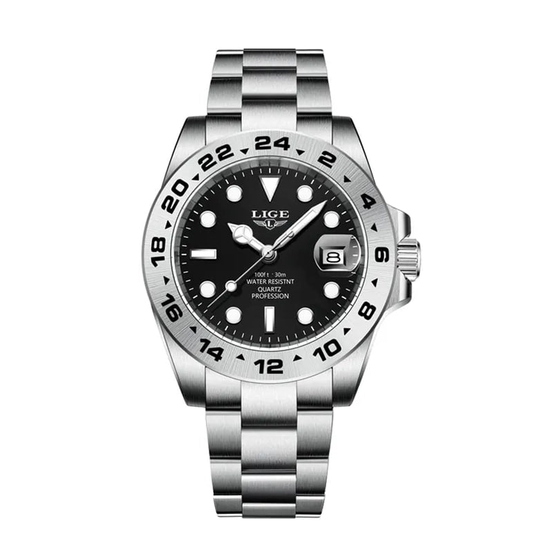 Reloj de lujo premiun - tono acero y negro explorer