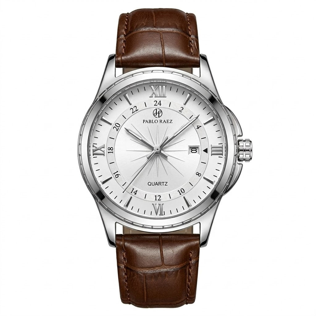 Reloj casual elegante - Tono cafe y blanco
