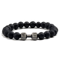 Pulsera ajustable de piedra negra - estilo lava y mancuerna