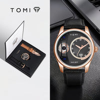Reloj casual - Tono negro y oro rosa (correas intercambiables)