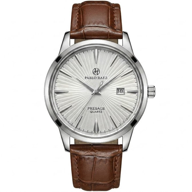 Reloj de lujo elegante - Tono blanco y cafe presage