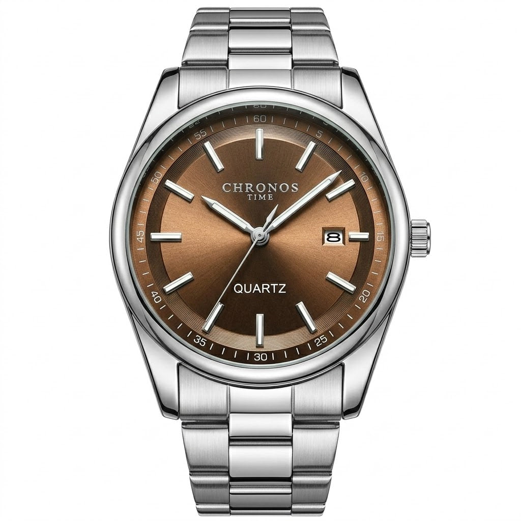 Reloj de lujo ejecutivo - Tono acero y chocolate