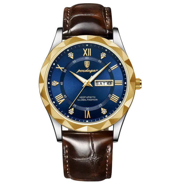 Reloj de lujo ejecutivo – tono cuero y azul