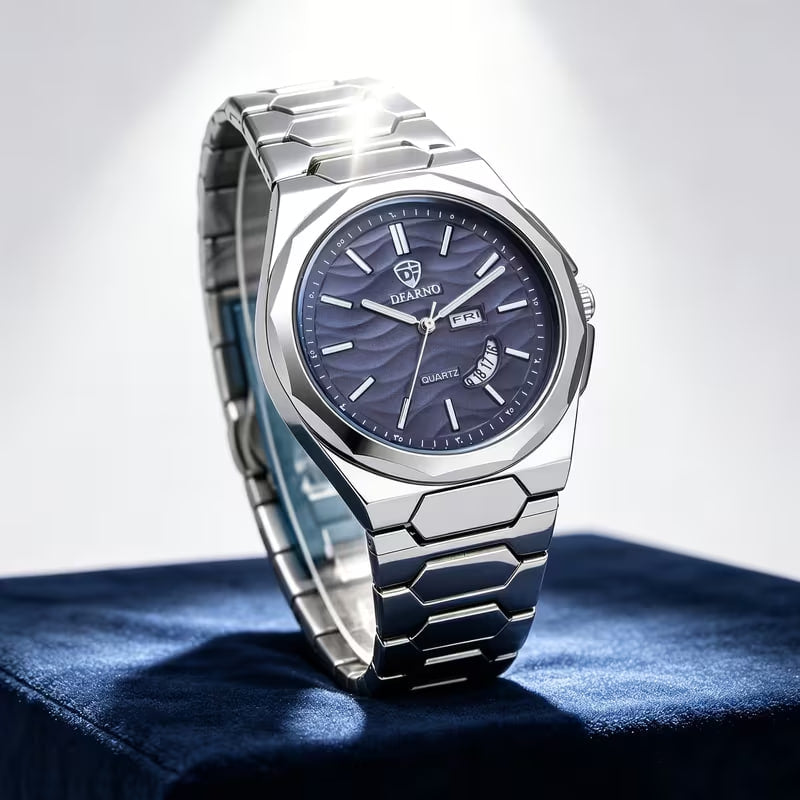 Reloj de lujo - Tono oceano y acero panal
