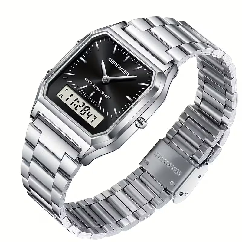 Reloj de lujo - tono acero y negro digital
