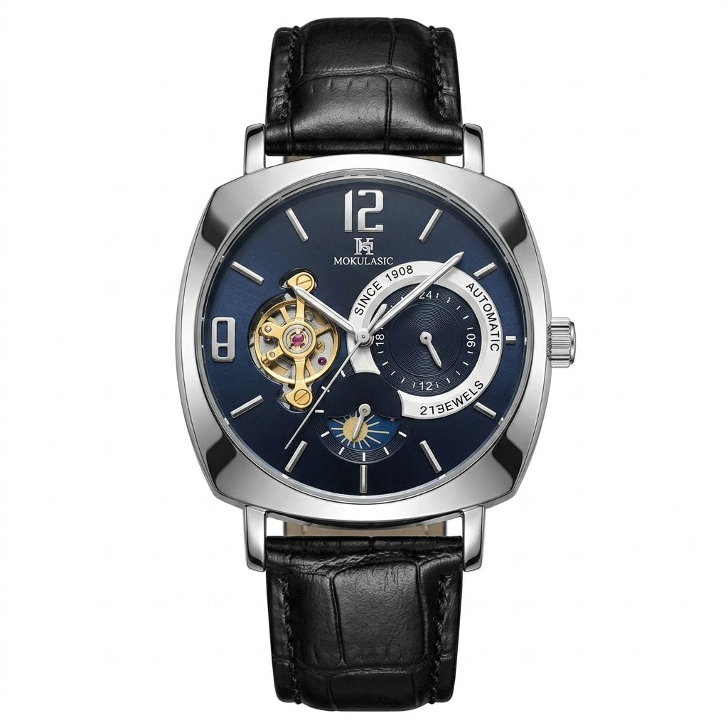 Reloj de lujo automatico - tono negro y azul