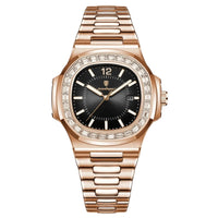 Reloj de lujo premiun - tono oro rosa y negro