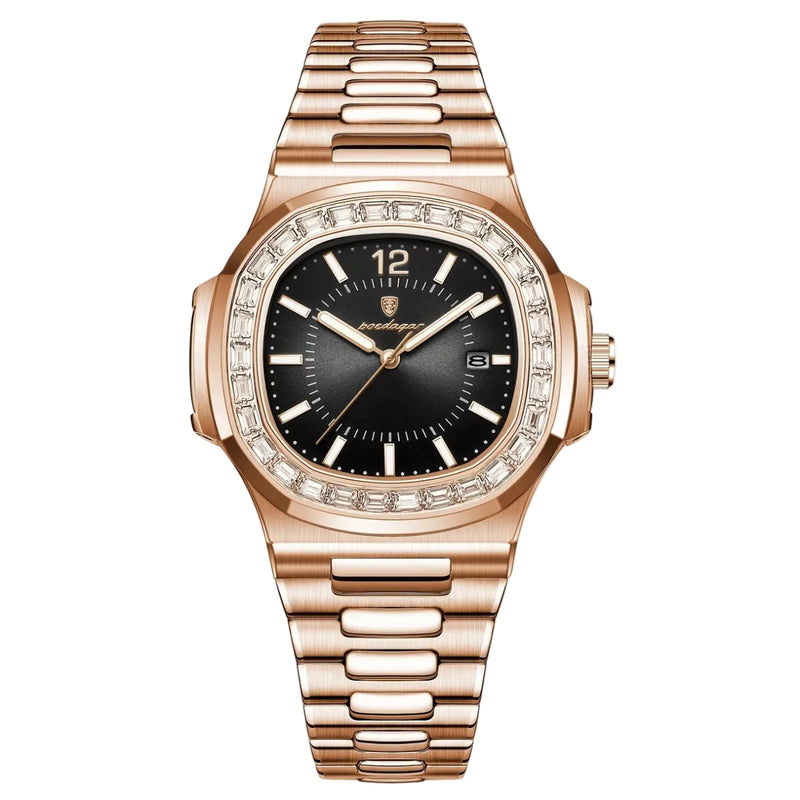 Reloj de lujo premiun - tono oro rosa y negro