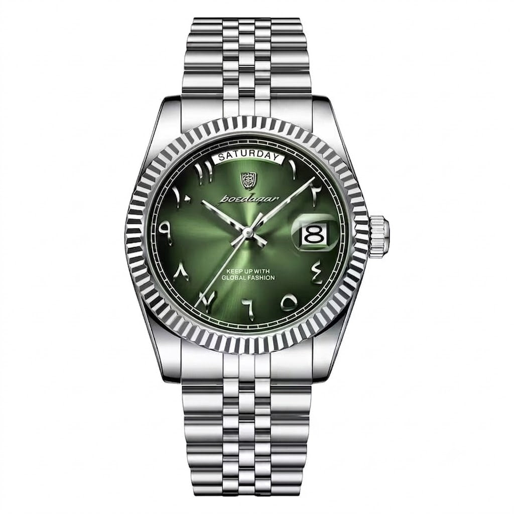 Reloj de lujo premiun - tono acero y verde arabic - Rolex daydate inspired