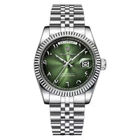 Reloj de lujo premiun - tono acero y verde arabic - Rolex daydate inspired