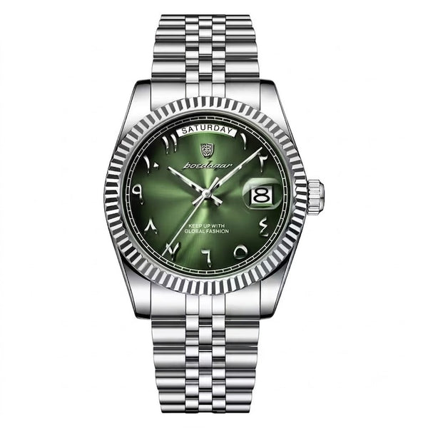 Reloj de lujo premium - tono acero y verde arabic - Rolex daydate inspired