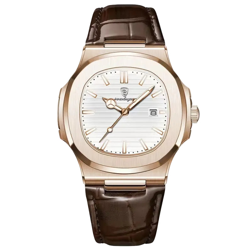 Reloj de lujo minimalista – Tono cafe y blanco - nautilus inspired