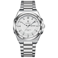 Reloj premiun deportivo - tono acero y blanco