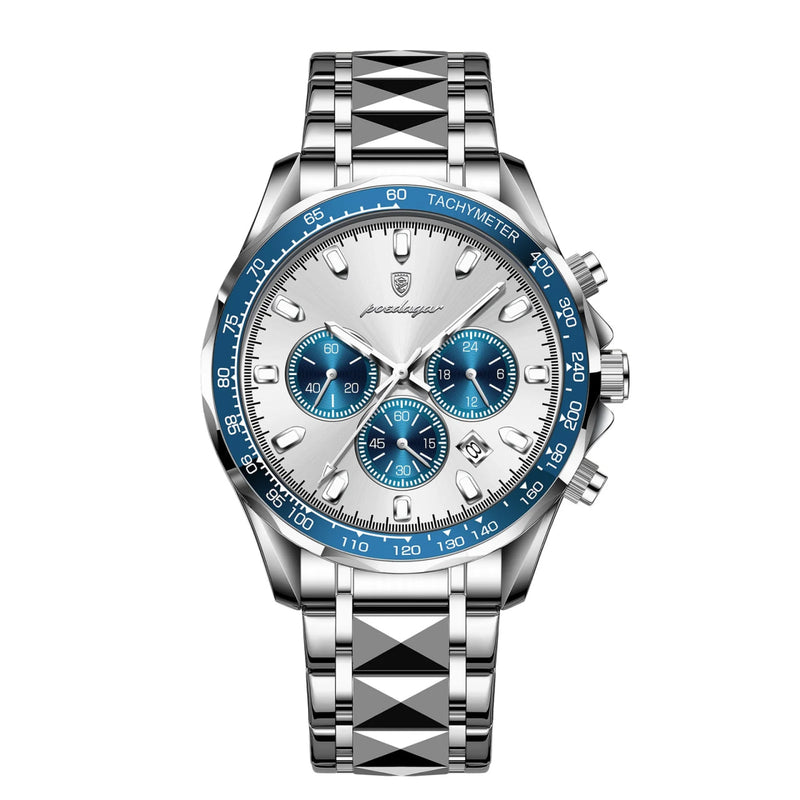 Reloj de lujo cronografo - Tono acero y azul - lunar pílot inspired