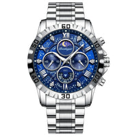Reloj cronografo deportivo - Tono azul y acero