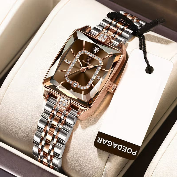 Reloj de lujo para dama - Tono rosegold y cafe 01
