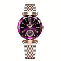 Reloj de lujo Glamour para dama - Tono Rose Gold y Púrpura