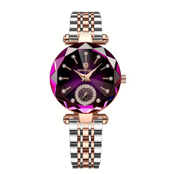 Reloj de lujo Glamour para dama - Tono Rose Gold y Púrpura