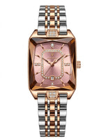 Reloj de lujo ejecutivo para dama - Tono acero y rosa