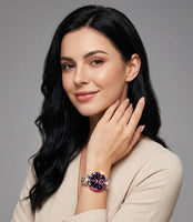 Reloj de lujo Glamour para dama - Tono Rose Gold y Púrpura